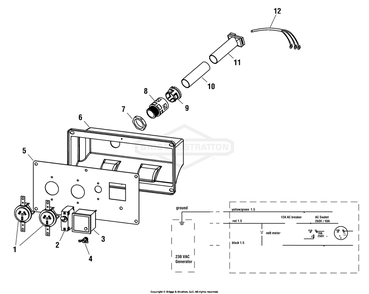 Control Panel - Arg (038029cp) Diagram and Parts List for 038029-00  Briggs and Stratton Generator